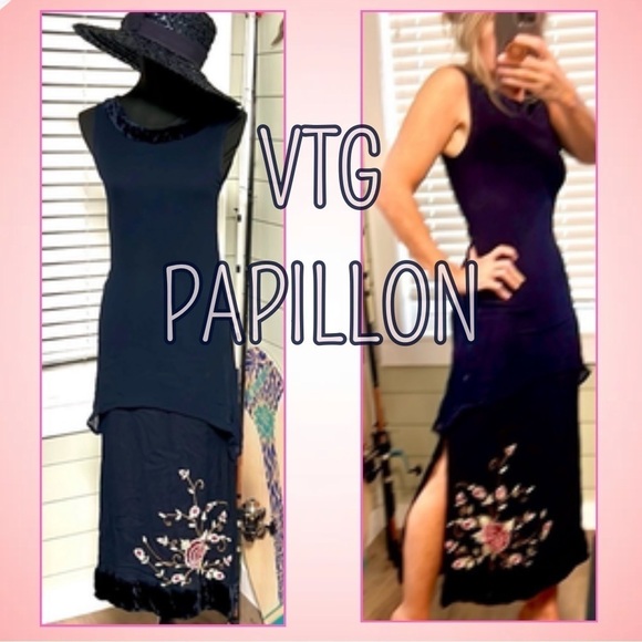 VTG Papillon,Exquisite Drape-Front, Beautifully Embroidered,Velvet Fur Lined,S - Picture 9 of 16